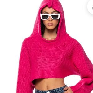 AKIRA Cobalt Blue Knitted Cropped Sweater